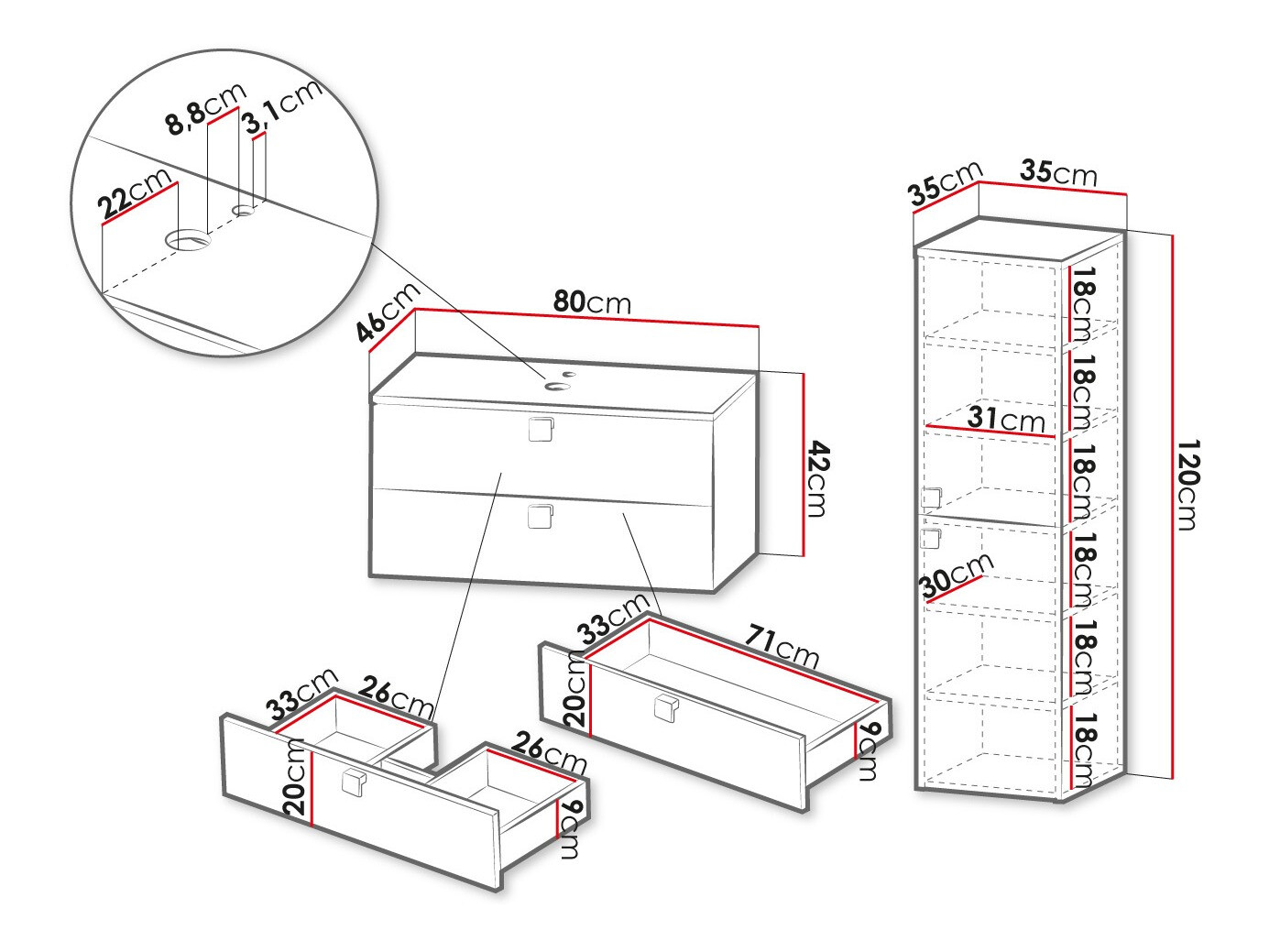 Badkamerset Orlvera 103 (Grijs)