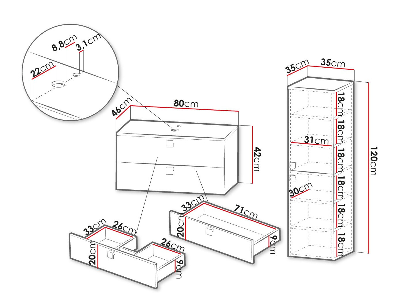 Badkamerset Orlvera 103 (Wit)