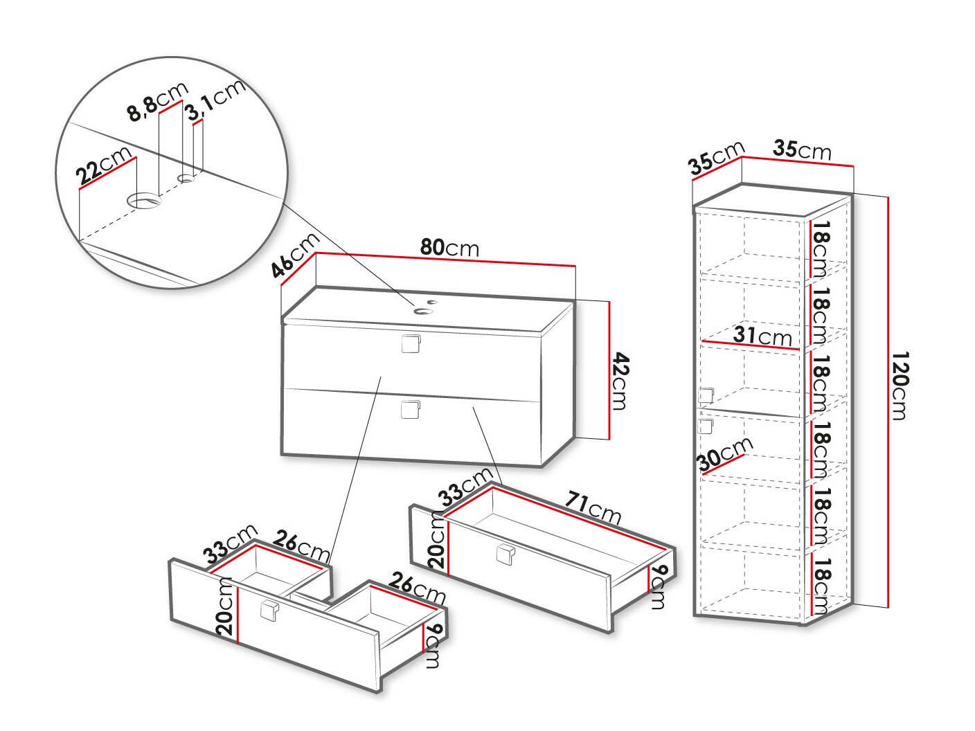 Badkamerset Orlvera 103 (Wit)