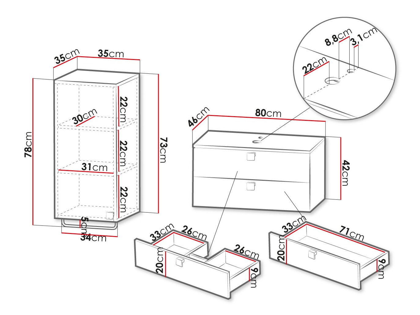 Badkamerset Orlvera 104 (Wit)