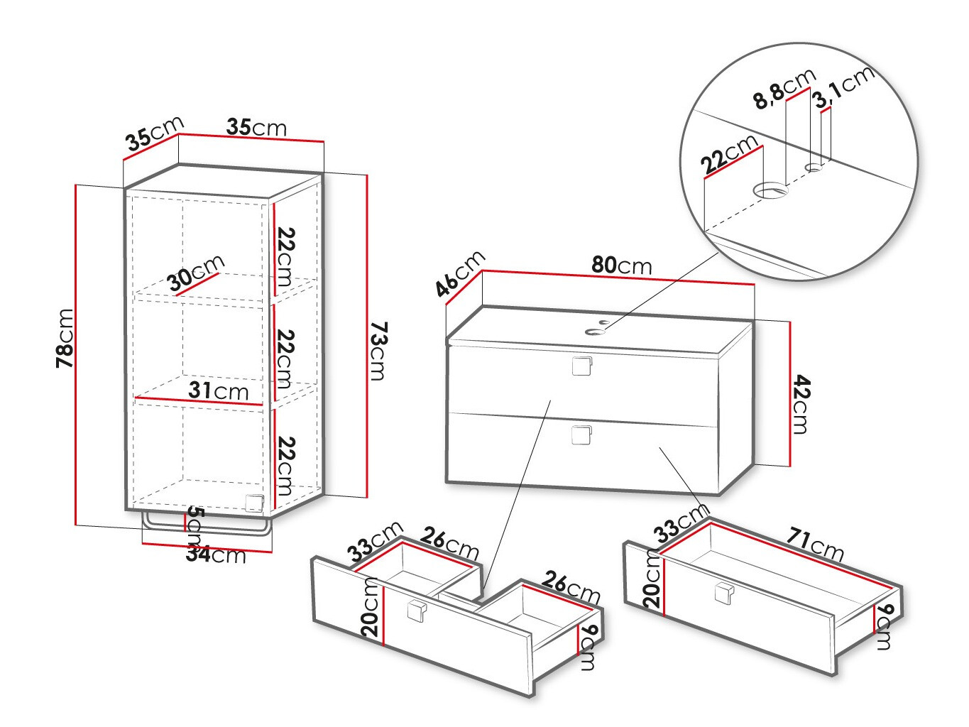 Badkamerset Panium I (Wit)