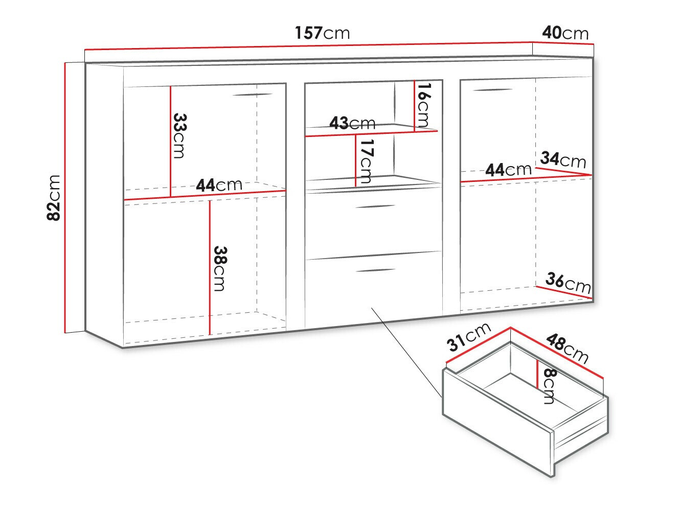 Ladekast Tucson 104 (Lefkas eik + Grafiet)
