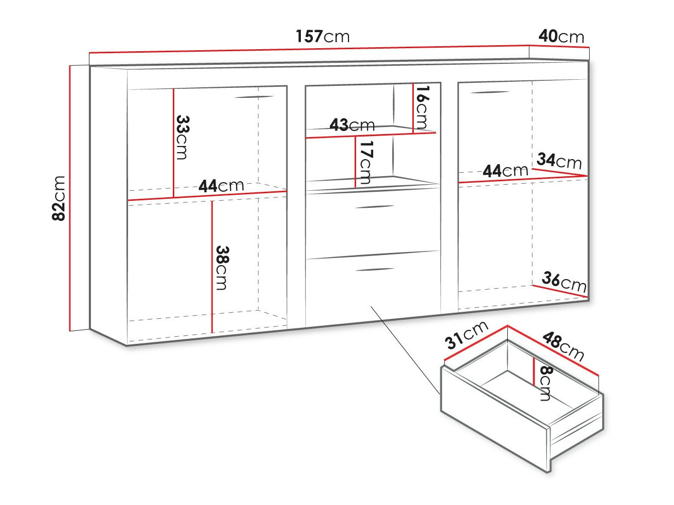 Ladekast Tucson 104 (Lefkas eik + Grafiet)