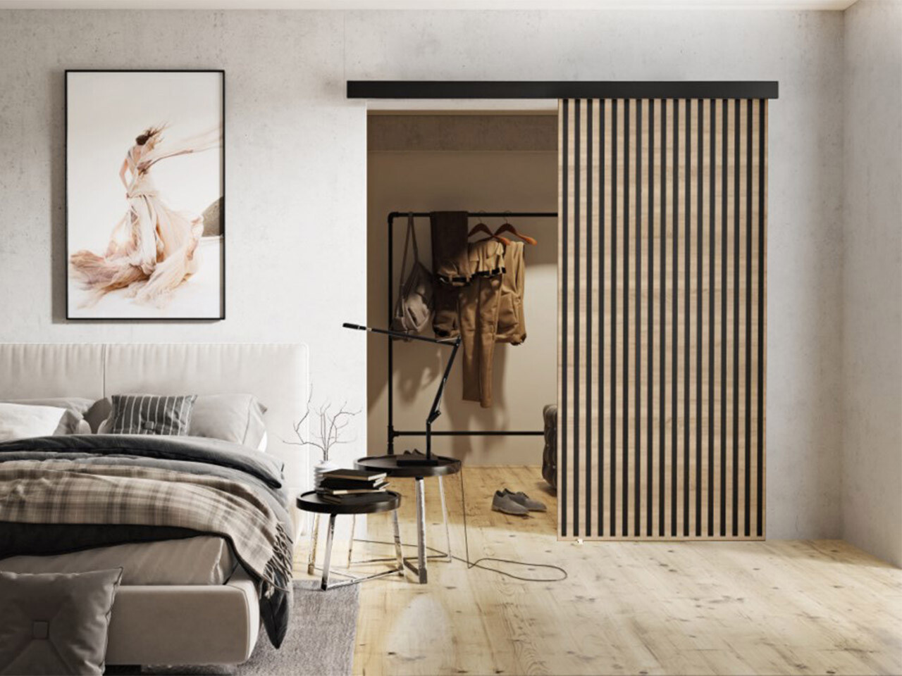 Schuifdeuren Dover 203 (Sonoma eik + Zwart)