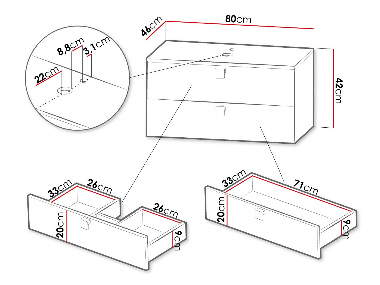 Hangend badkamermeubel voor wastafel Panium (Wit)