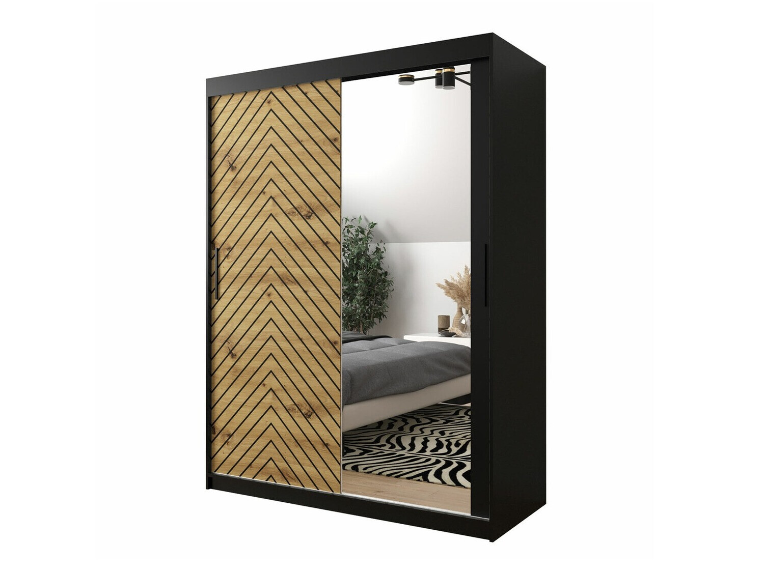 Kledingkast Hartford 311 (Zwart + Artisan eiken)