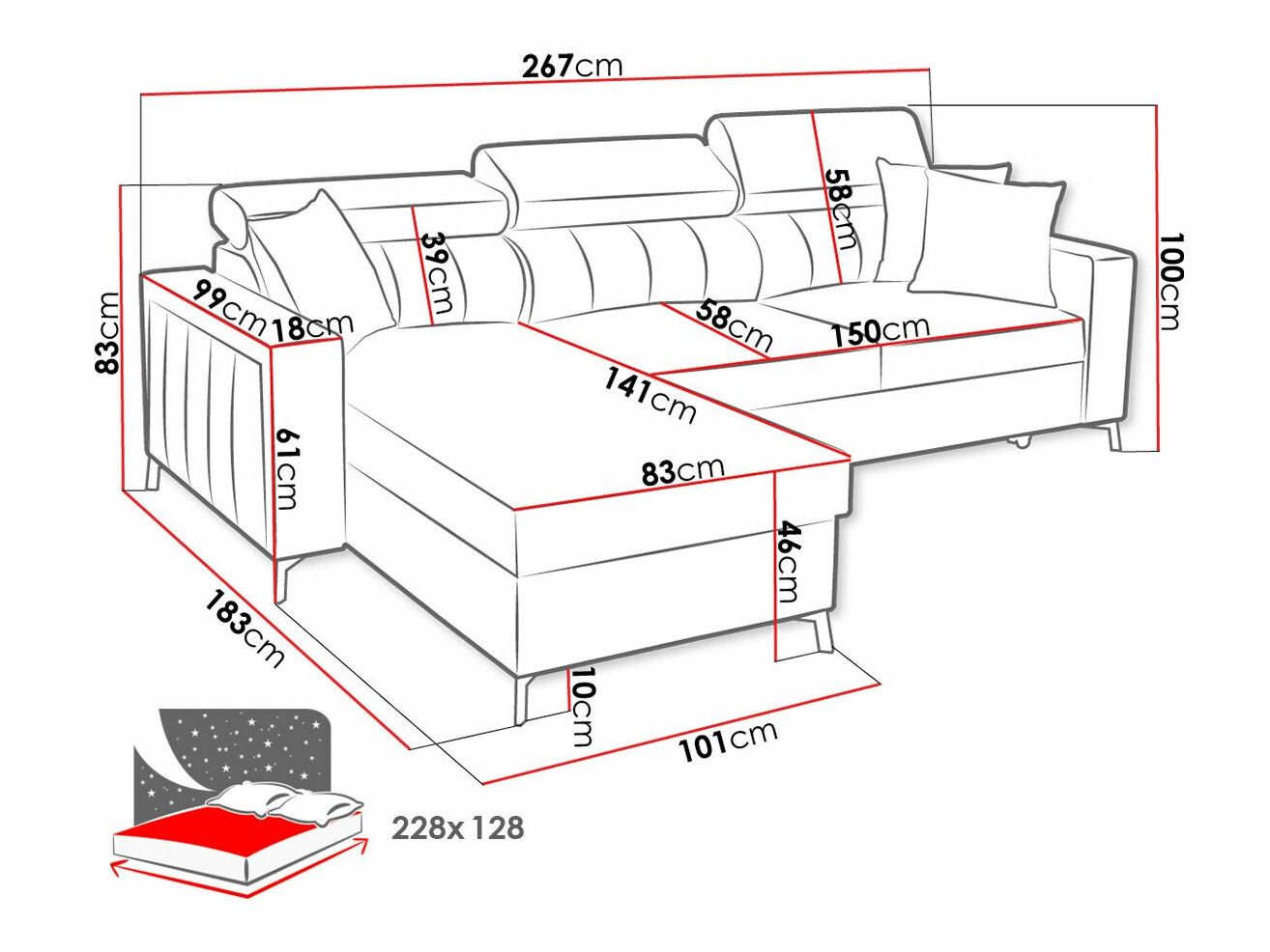 Hoekbank Sarasota 150 (Mono 234 + Botanical 36)