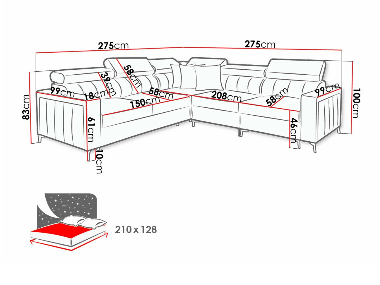 Hoekbank Sarasota 152 (Mono 231 + Botanical 36)