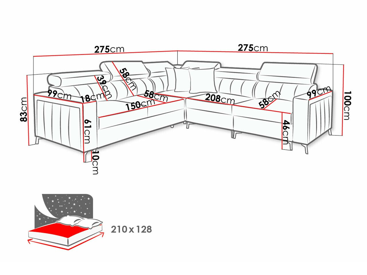 Hoekbank Sarasota 152 (Mono 235 + Botanical 36)