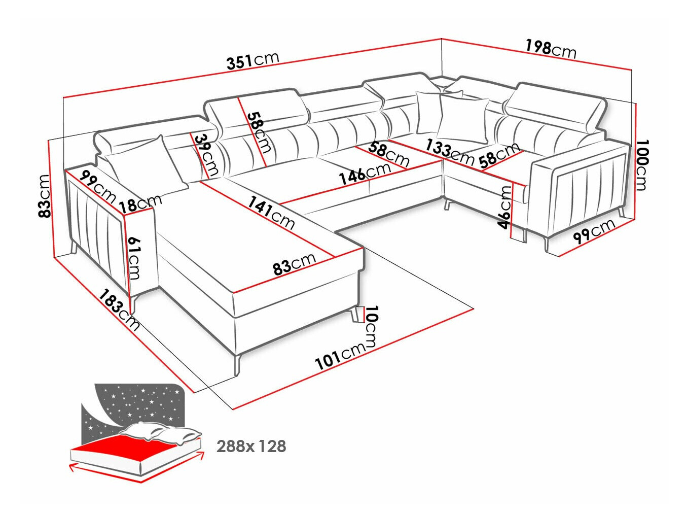 Hoekbank Sarasota 154 (Mono 244 + Botanical 36)
