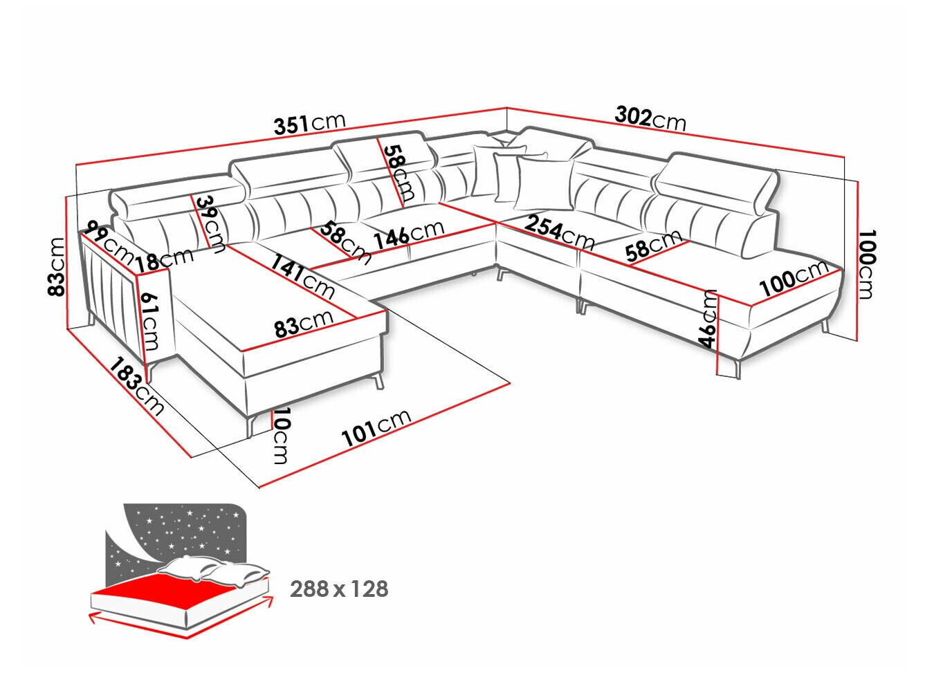 Hoekbank Sarasota 155 (Mono 234 + Botanical 36)