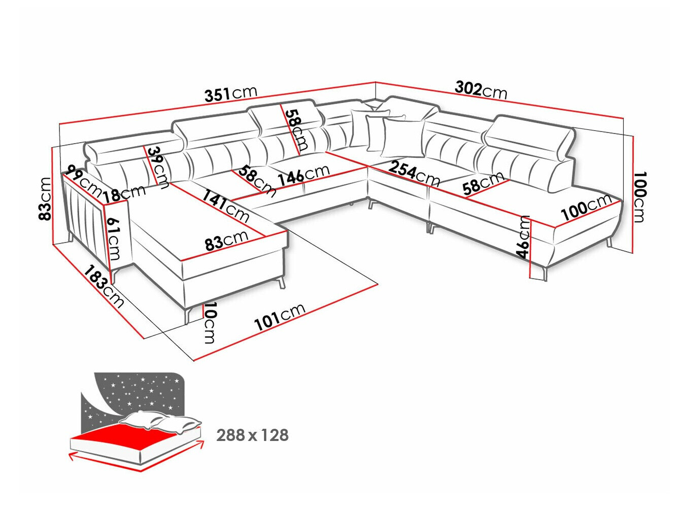Hoekbank Sarasota 155 (Mono 242 + Botanical 36)