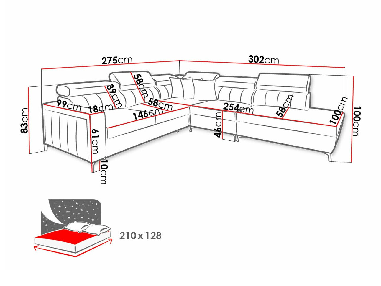 Hoekbank Sarasota 156 (Mono 231 + Botanical 36)