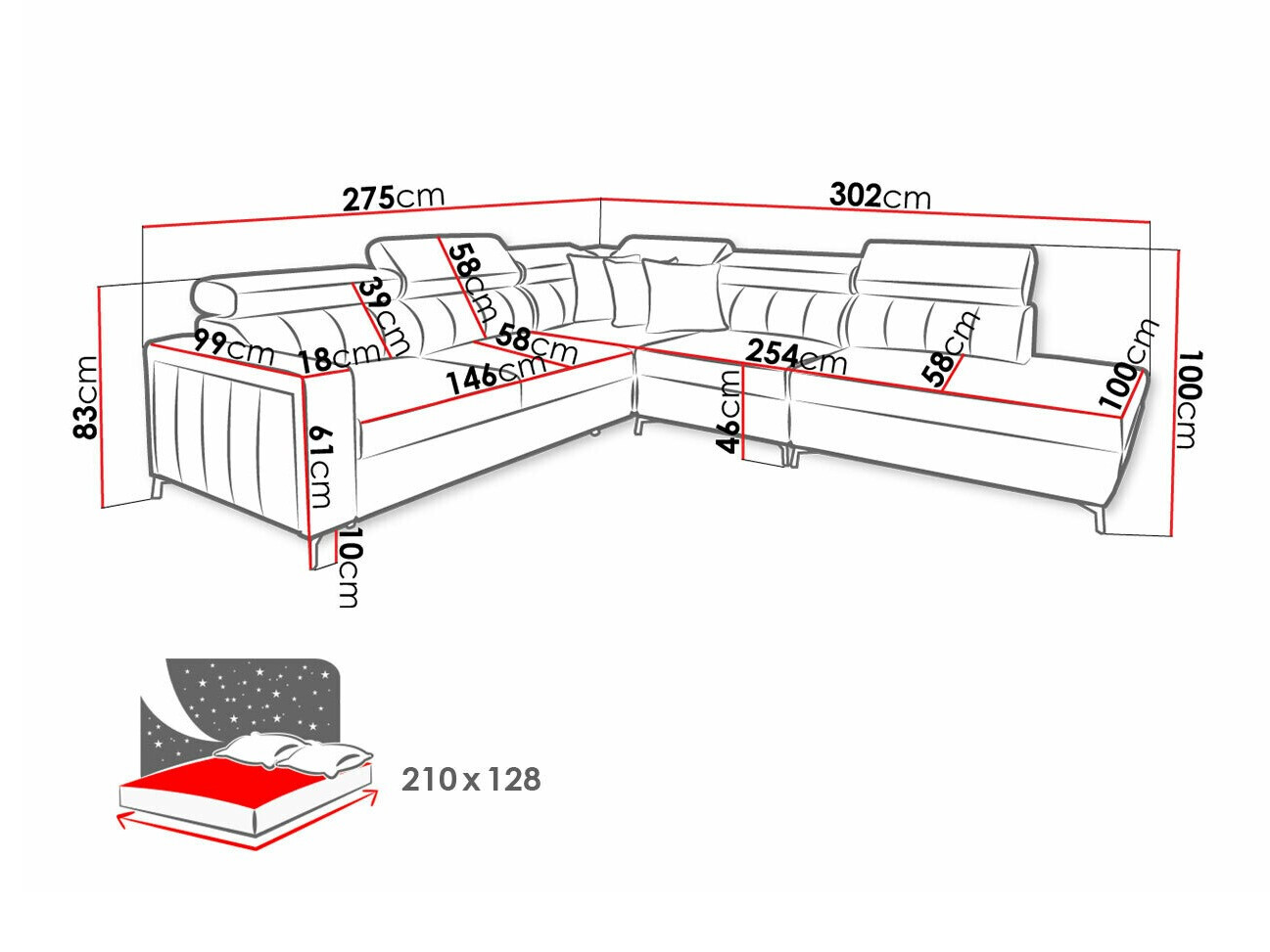 Hoekbank Sarasota 156 (Mono 242 + Botanical 36)