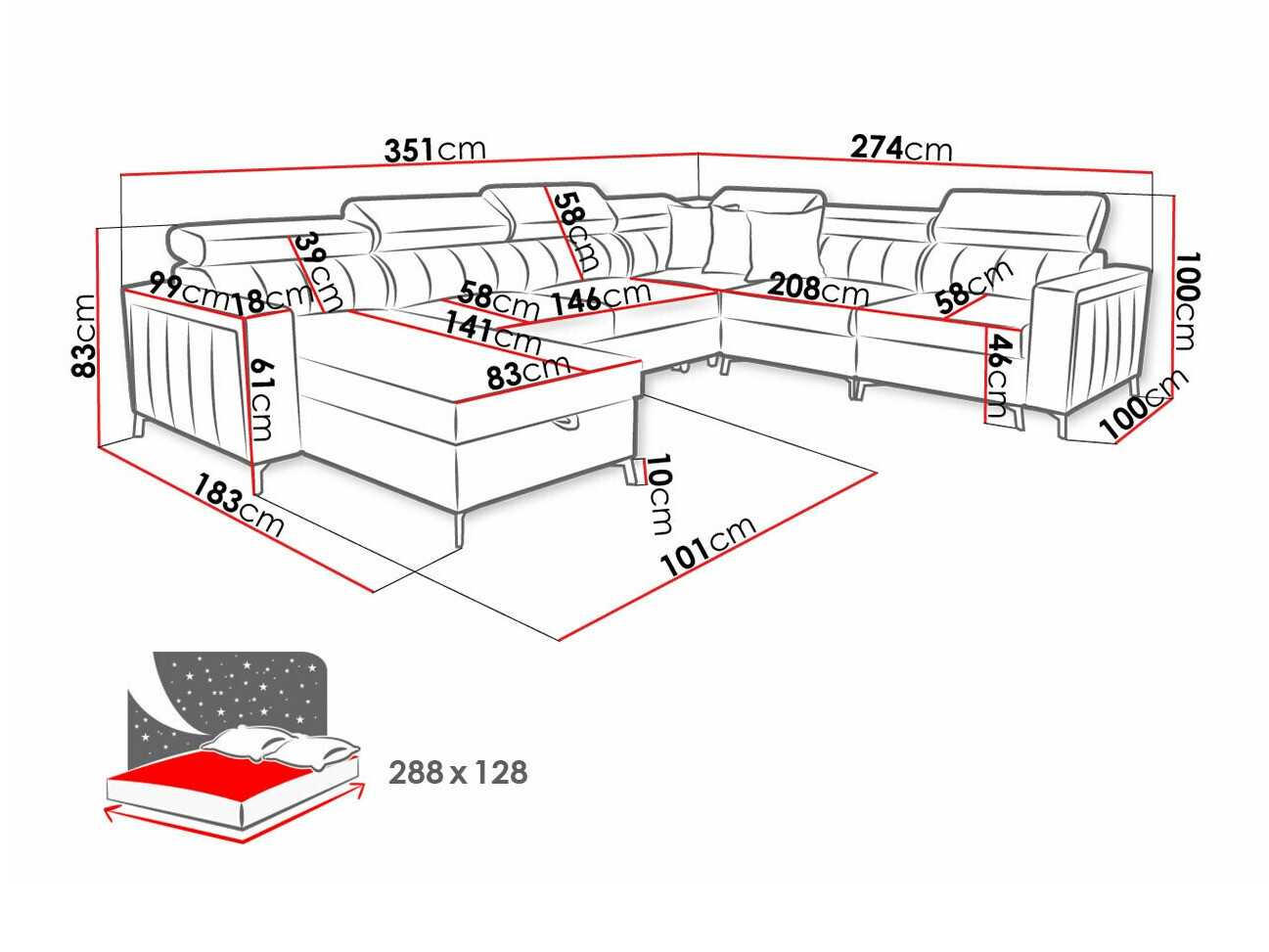 Hoekbank Sarasota 157 (Mono 242 + Botanical 36)