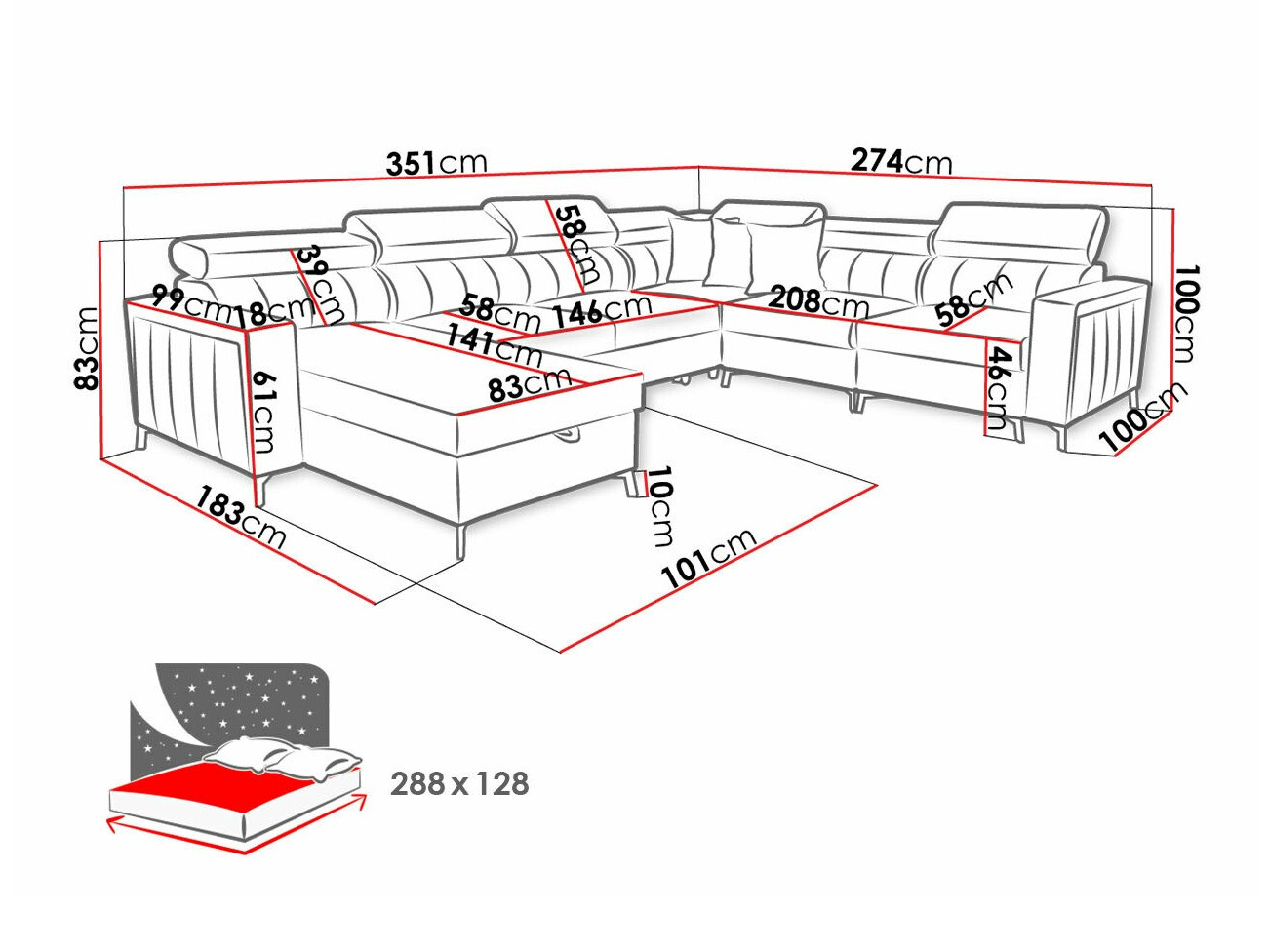 Hoekbank Sarasota 157 (Mono 235 + Botanical 36)