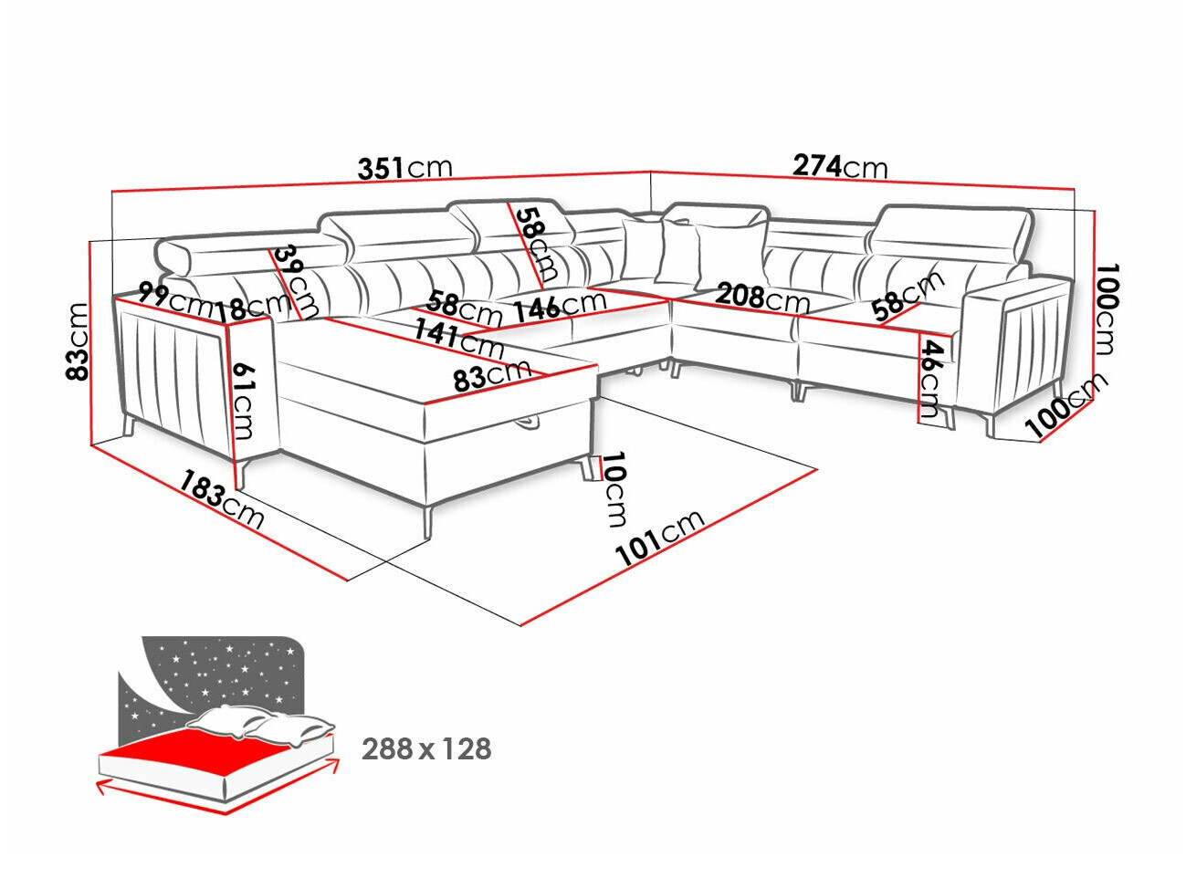 Hoekbank Sarasota 157 (Mono 242 + Botanical 36)