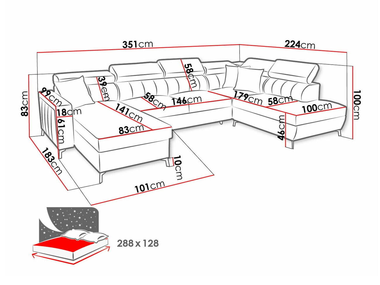 Hoekbank Sarasota 158 (Mono 244 + Botanical 36)