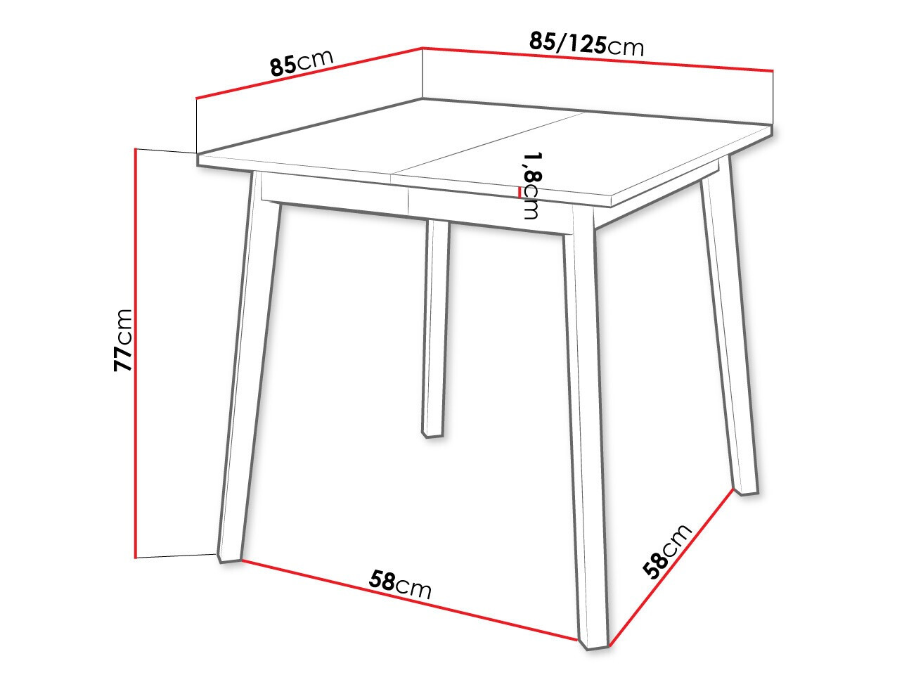 Tafel Edmond 109 (Grijs marmer + Zwart)