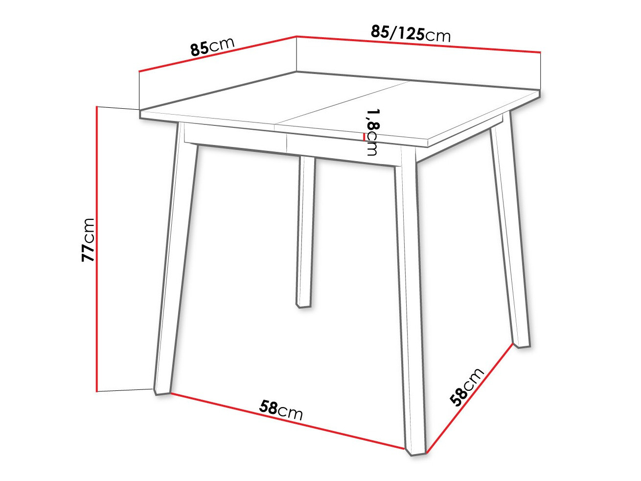 Tafel Edmond 109 (Wit + Zwart)