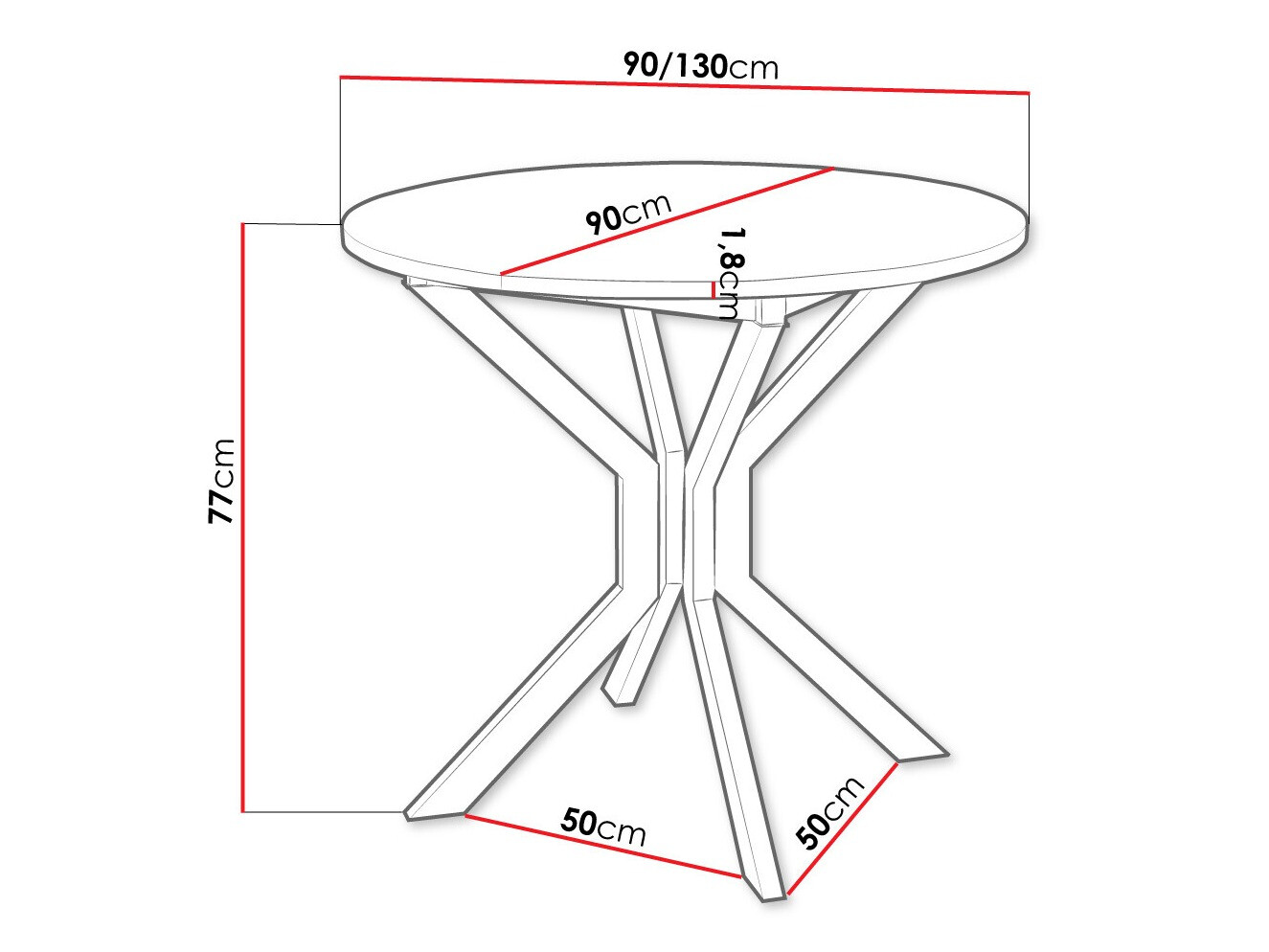 Tafel Edmond 111 (Wit + Zwart)