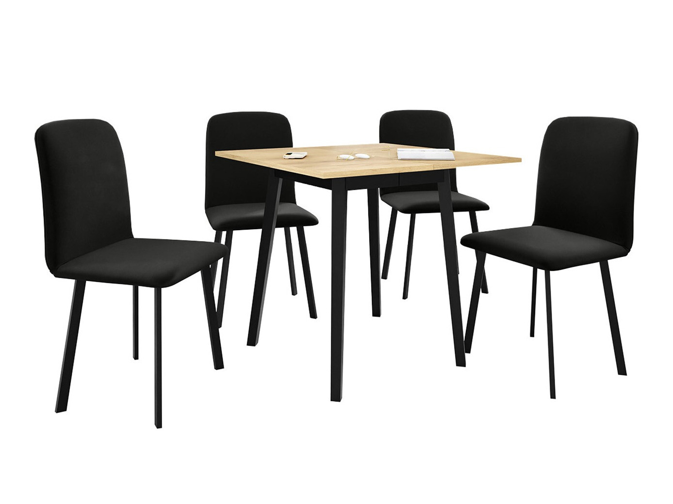 Eetkamerset Edmond 116 (Ambachtelijke gouden eik + Zwart)