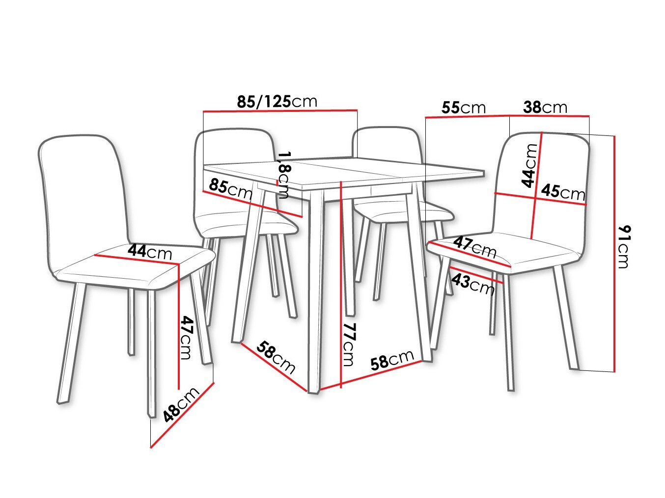 Eetkamerset Edmond 116 (Ambachtelijke gouden eik + Zwart)