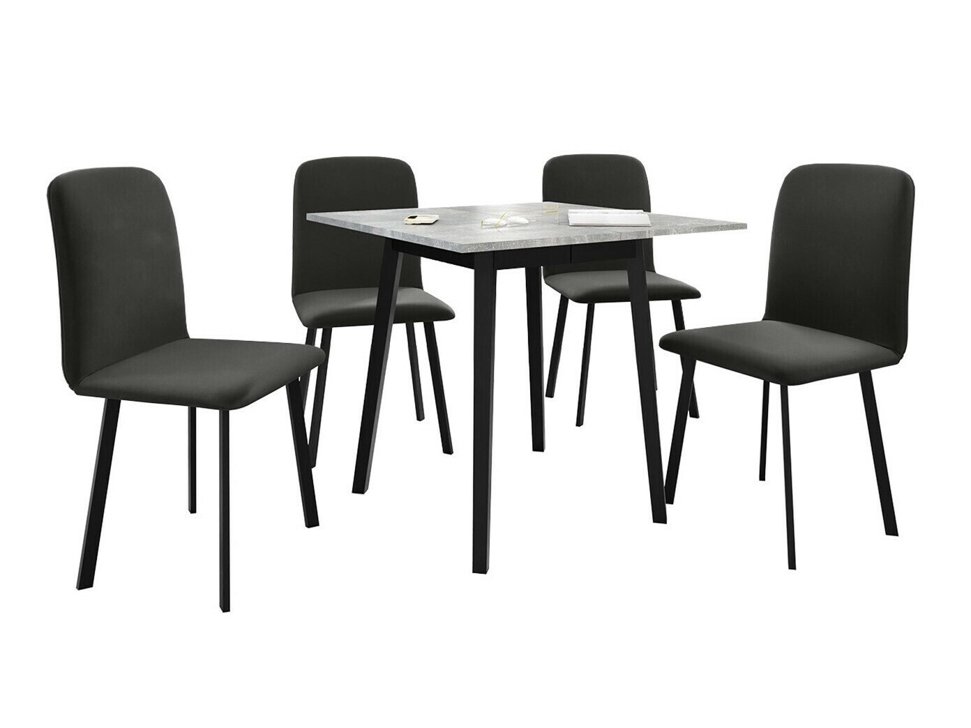 Eetkamerset Edmond 116 (Grijs marmer + Zwart)