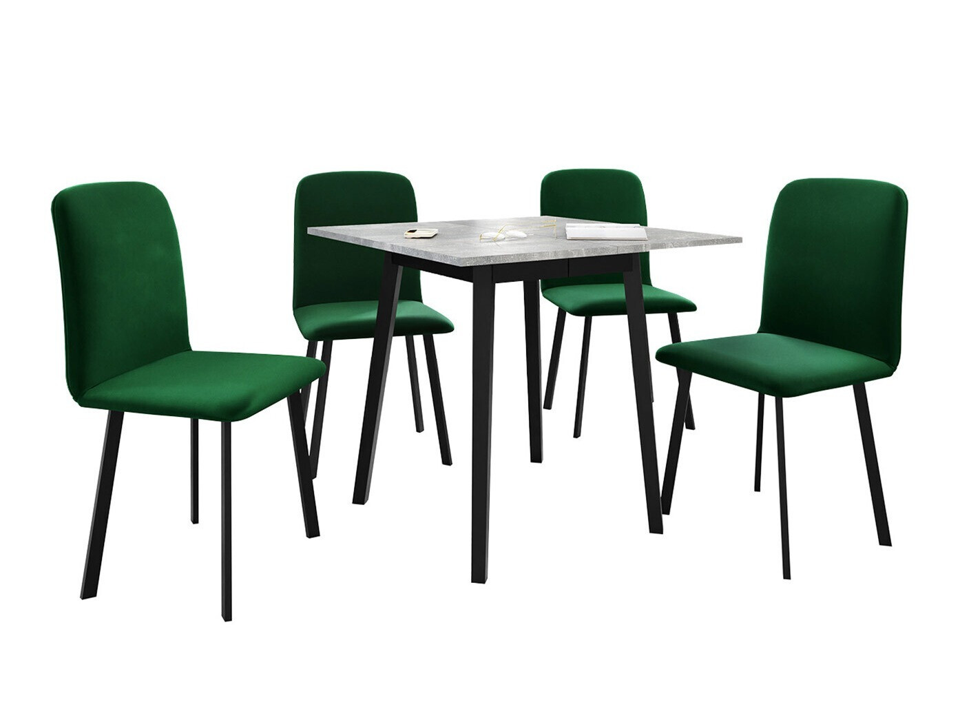 Eetkamerset Edmond 116 (Grijs marmer + Zwart)