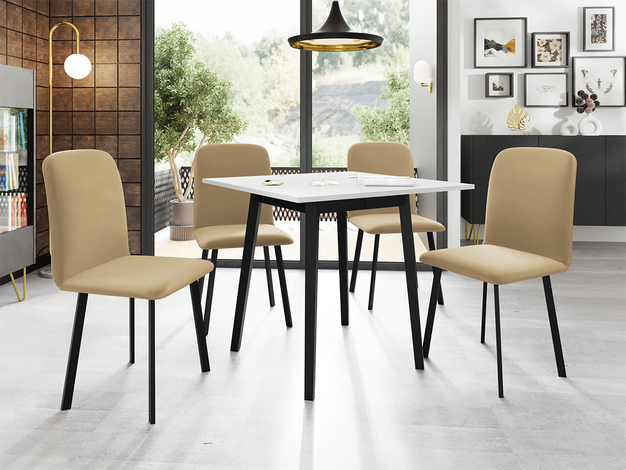 Eetkamerset Edmond 116 (Wit + Zwart)