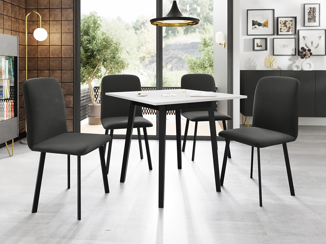 Eetkamerset Edmond 116 (Wit + Zwart)