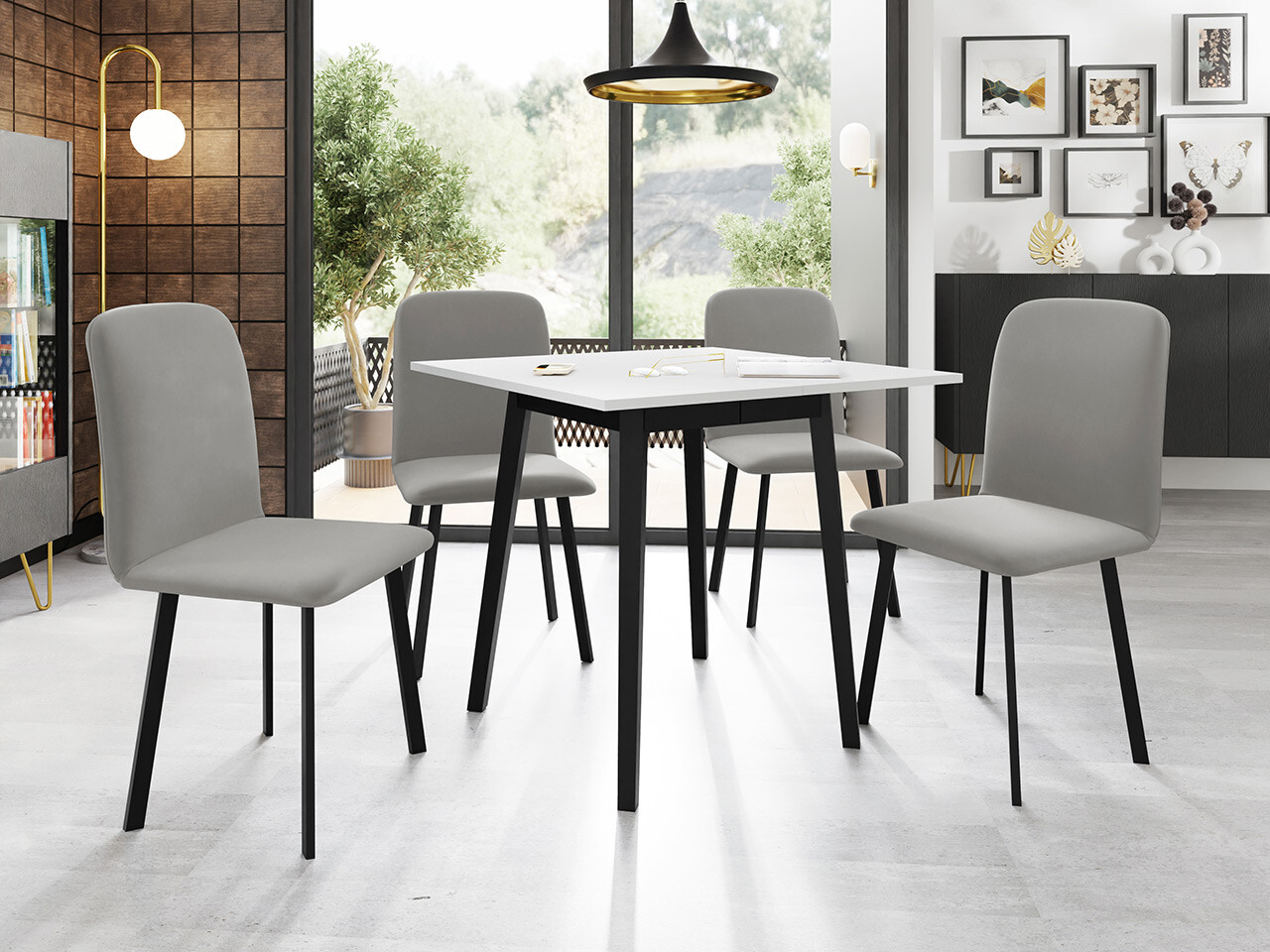 Eetkamerset Edmond 116 (Wit + Zwart)