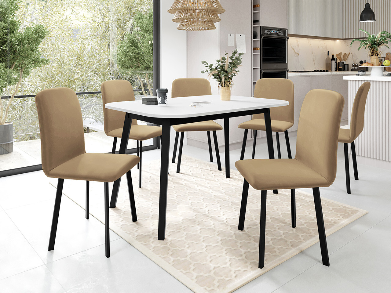 Eetkamerset Edmond 117 (Wit + Zwart)