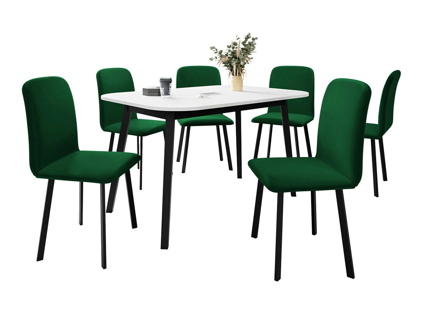 Eetkamerset Edmond 117 (Wit + Zwart)