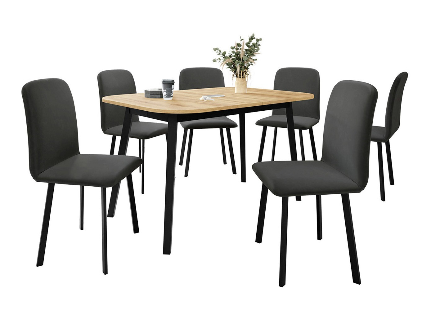 Eetkamerset Edmond 117 (Ambachtelijke gouden eik + Zwart)