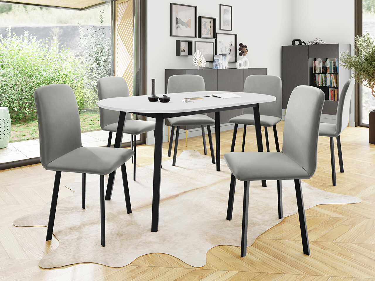 Eetkamerset Edmond 121 (Wit + Zwart)