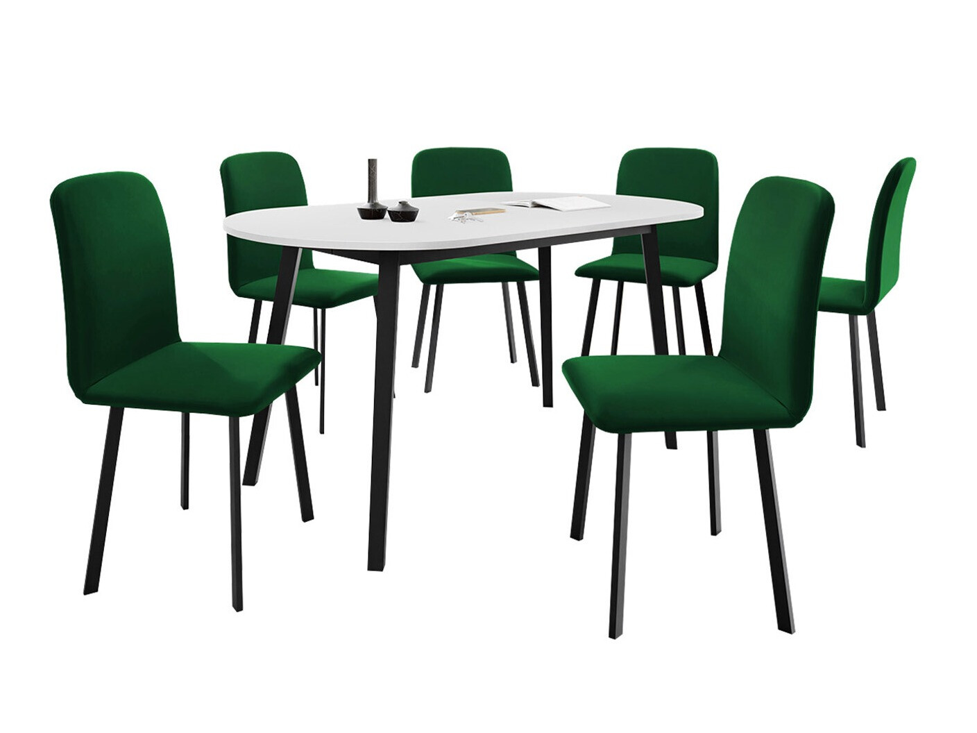 Eetkamerset Edmond 121 (Wit + Zwart)