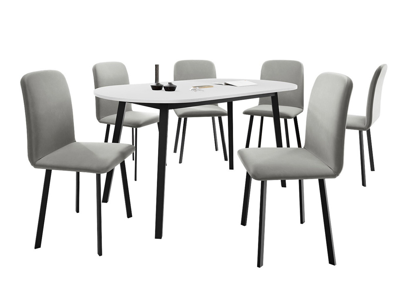 Eetkamerset Edmond 121 (Wit + Zwart)