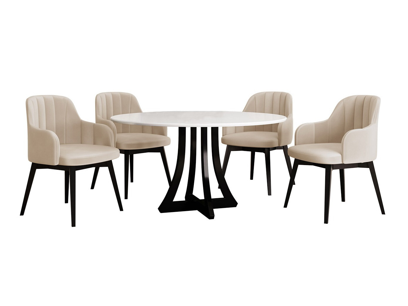 Eetkamerset Racine 128 (Glanzend wit + Glanzend zwart)