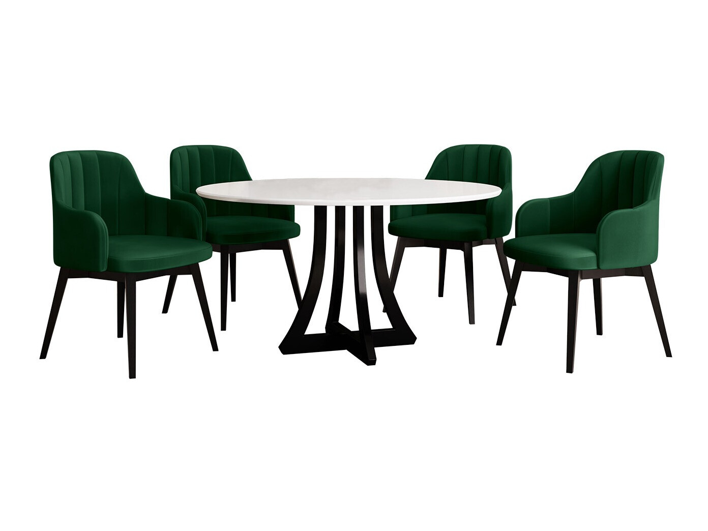 Eetkamerset Racine 137 (Glanzend wit + Glanzend zwart)