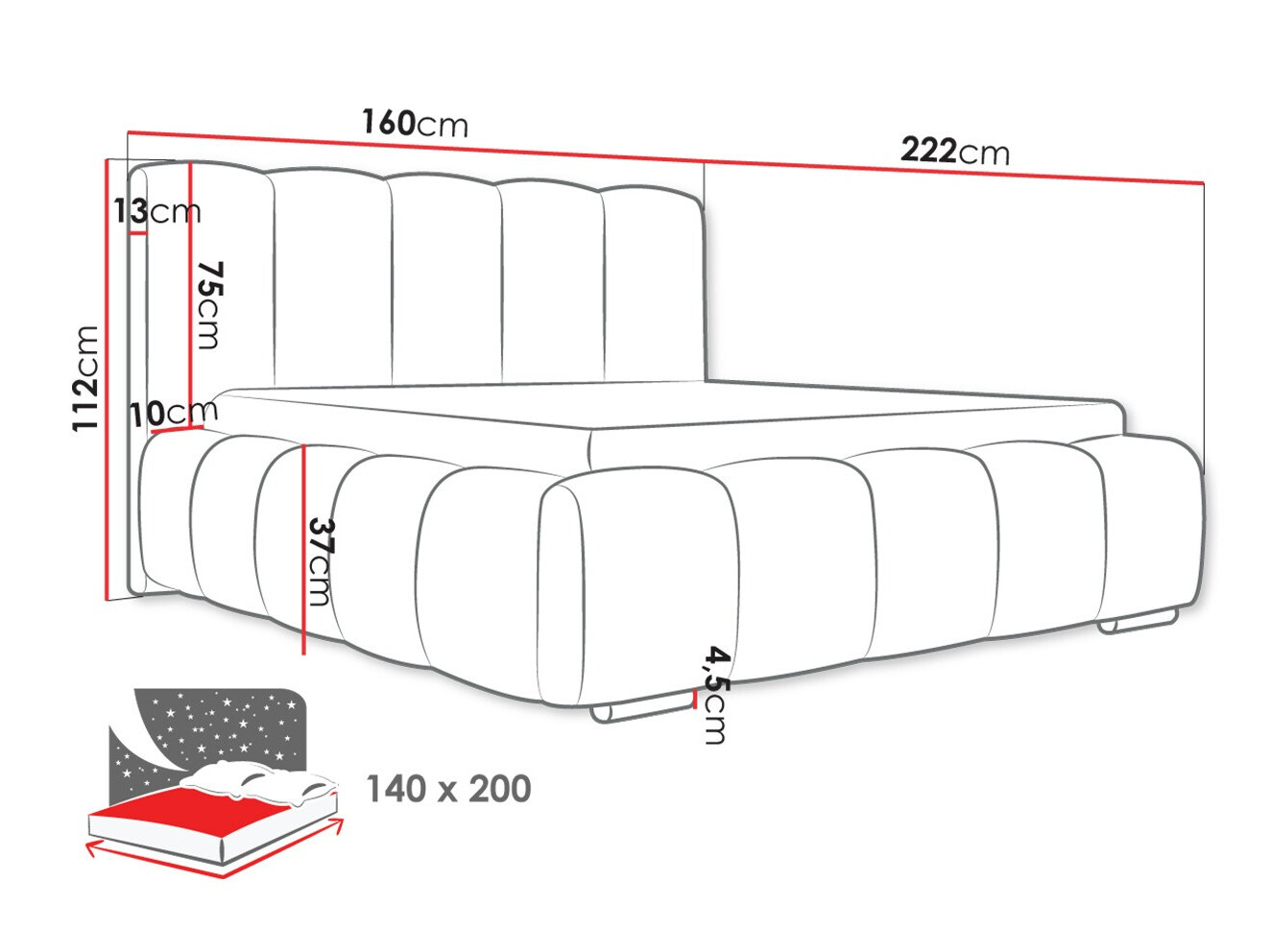 Bed TrendyNest 106 (Kronos 07)
