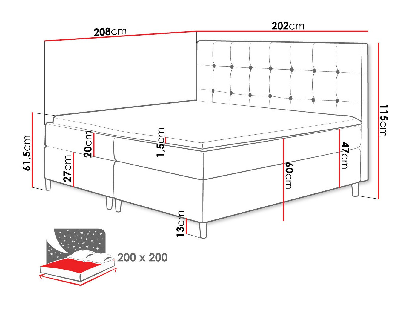 Boxspring Baltimore 130 (Magic Velvet 2215)