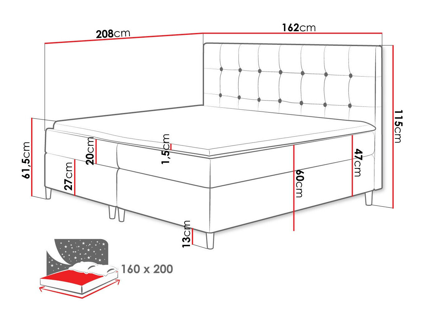 Boxspring Caseus (Magic Velvet 2216)