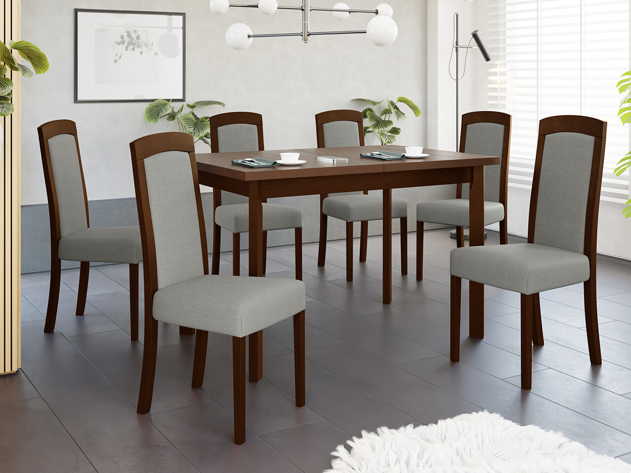 Eetkamerset Victorville 351 (Notenhout)