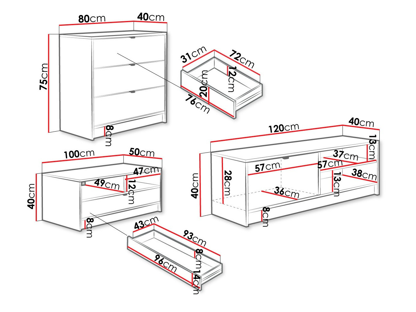 Woonkamerset Comfivo Larmire 108 (Wit)