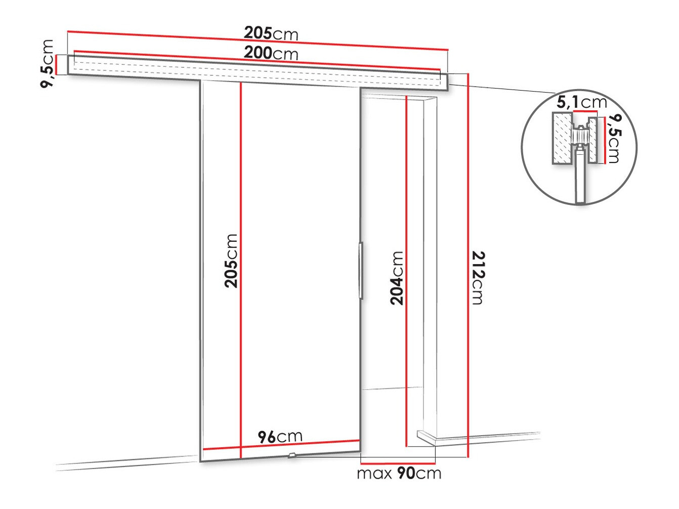 Schuifdeur Dover 142 (Sonoma eik)