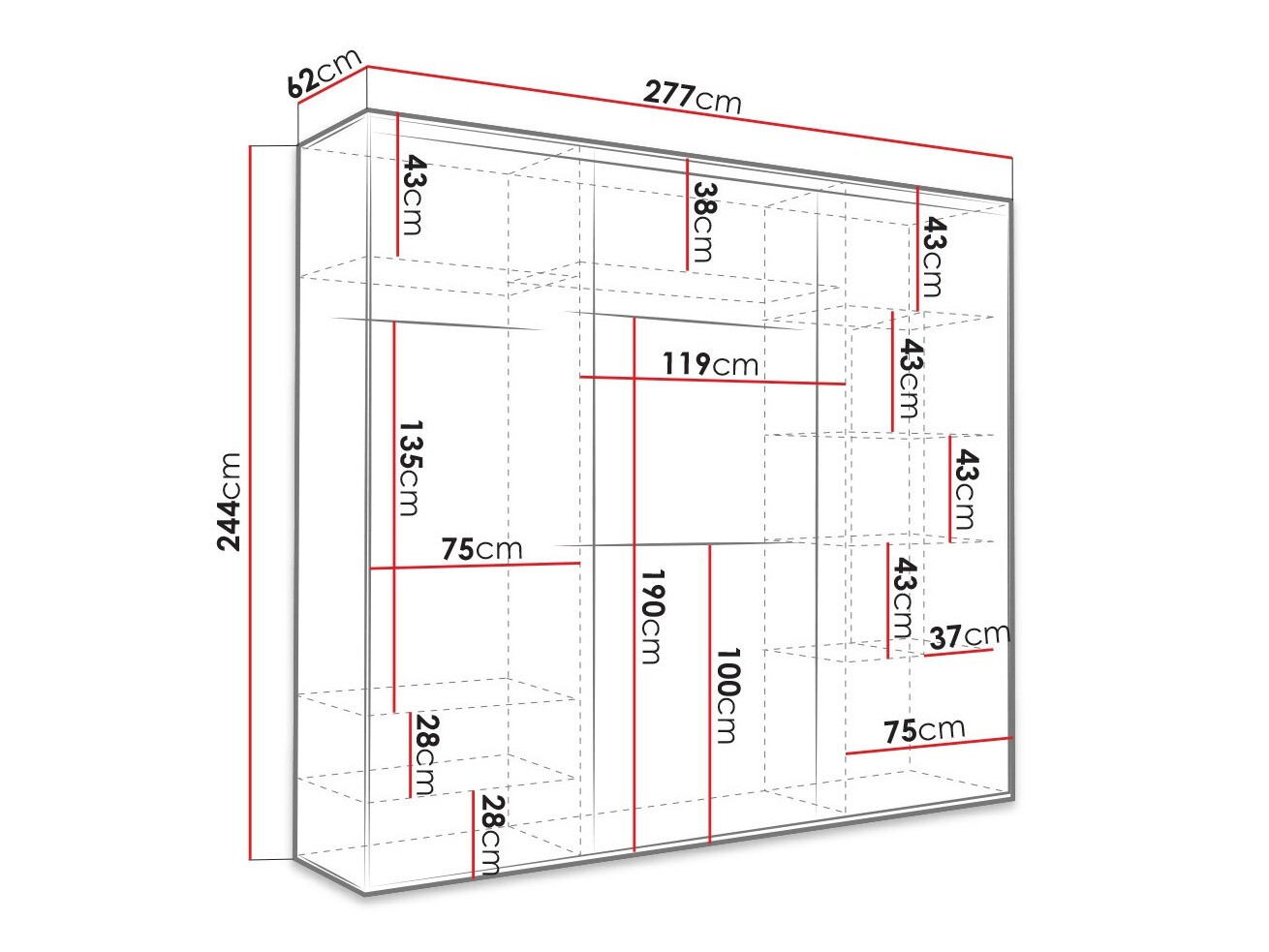 Kledingkast Murrieta 145 (Wit)
