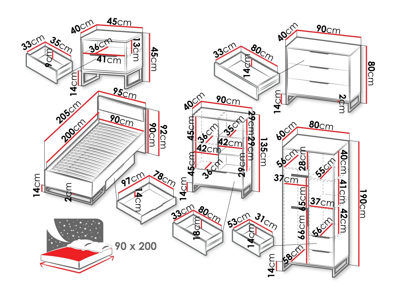 Slaapkamer set Romcama 112
