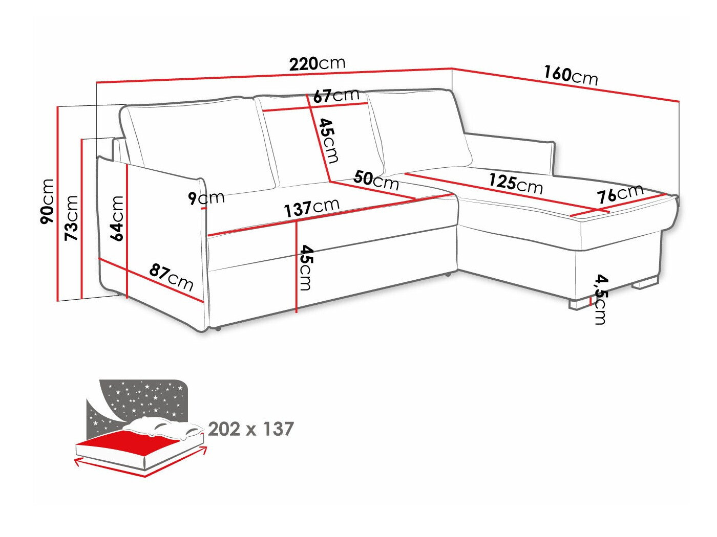 Hoekbank Columbus 208 (Poso 22)
