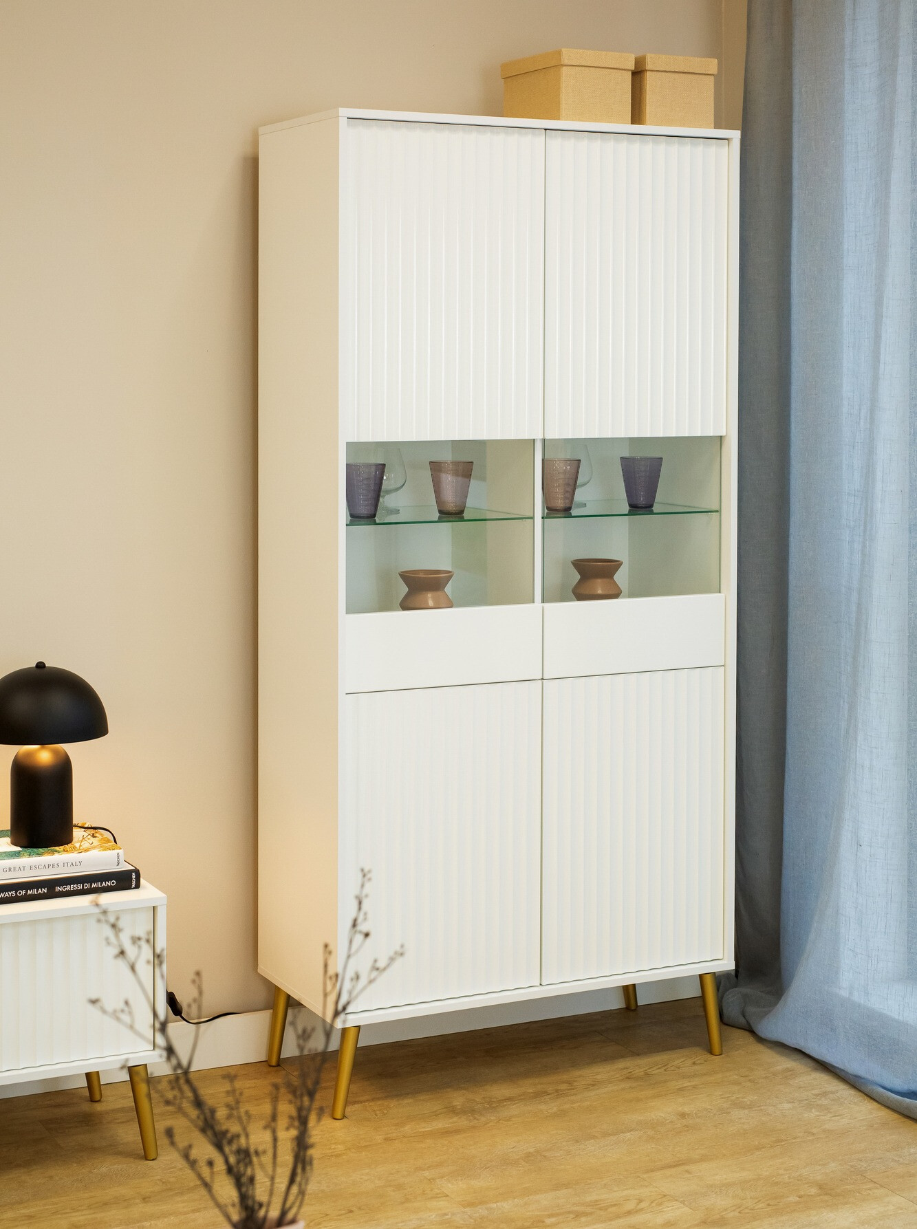 Boekenkast Cirferi 108 (Wit + Gouden)